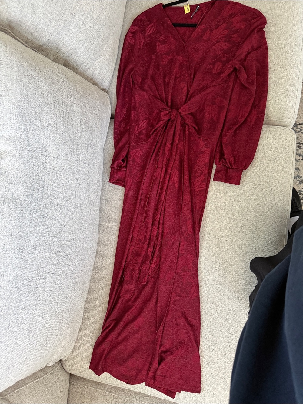 Zara Burgundy Knot-Front Maxi Dress